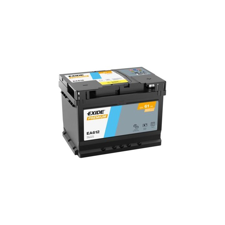 Batería de coche 61Ah 12V 600A Exide EA612 | telebaterias.com