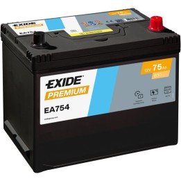 Car battery 75Ah 12V 630A Exide EA754 | telebaterias.com