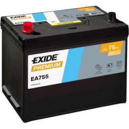 Car battery 75Ah 12V 630A Exide EA755 | telebaterias.com