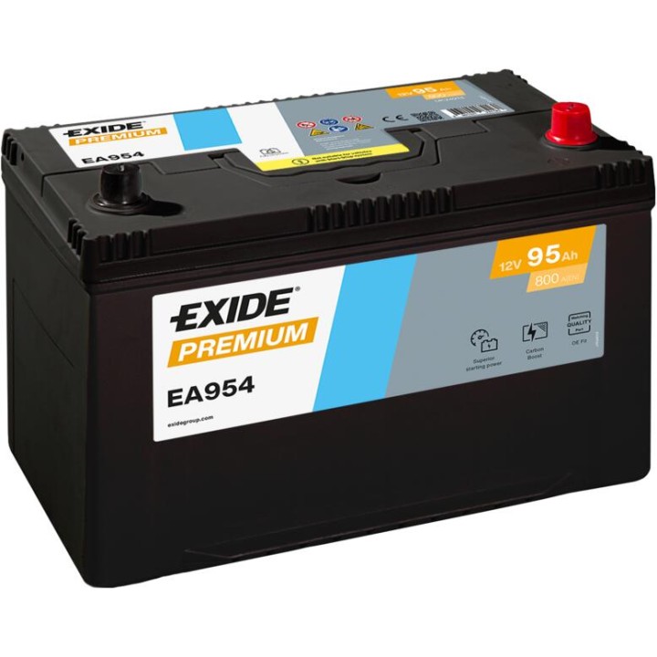 Batería de coche 95Ah 12V 800A Exide EA954 | telebaterias.com