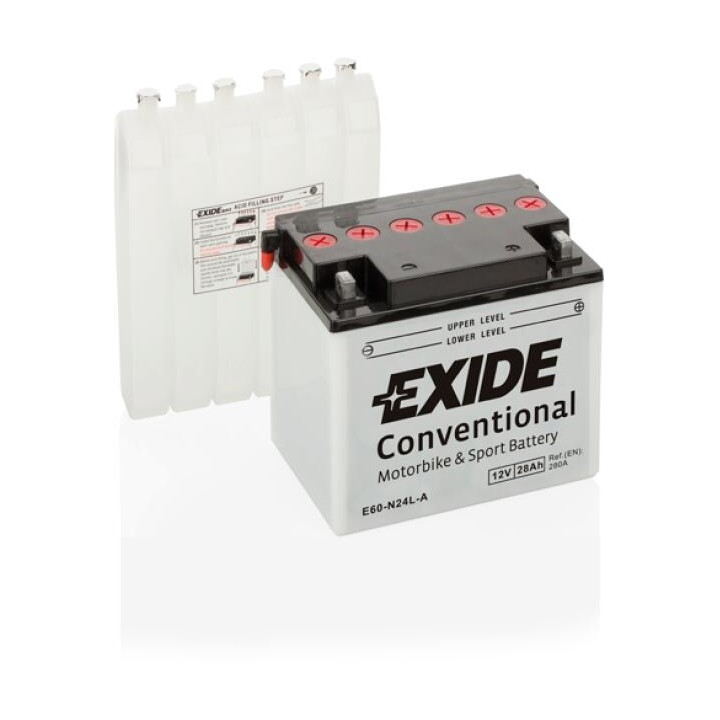 Bateria de mota 28Ah 12V 280A Exide E60-N24L-A | telebaterias.com