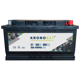 Batería de caravana 105Ah 12V 950A Kronobat DP-105-AGM | telebaterias.com