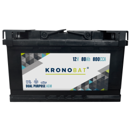 Bateria de caravana 80Ah 12V 800A Kronobat DP-80-AGM | telebaterias.com