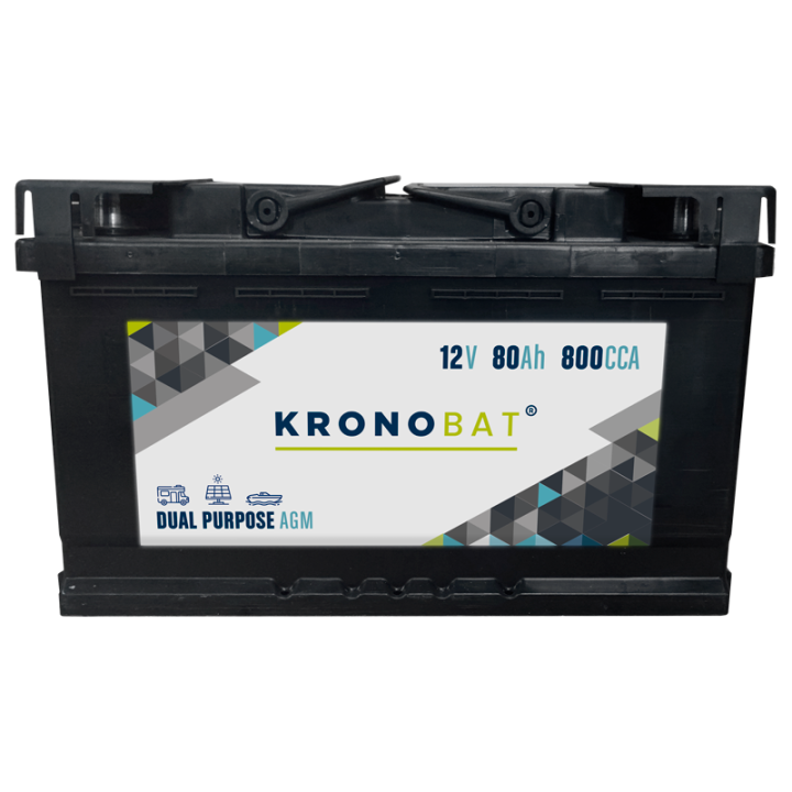 Caravan battery 80Ah 12V 800A Kronobat DP-80-AGM | telebaterias.com