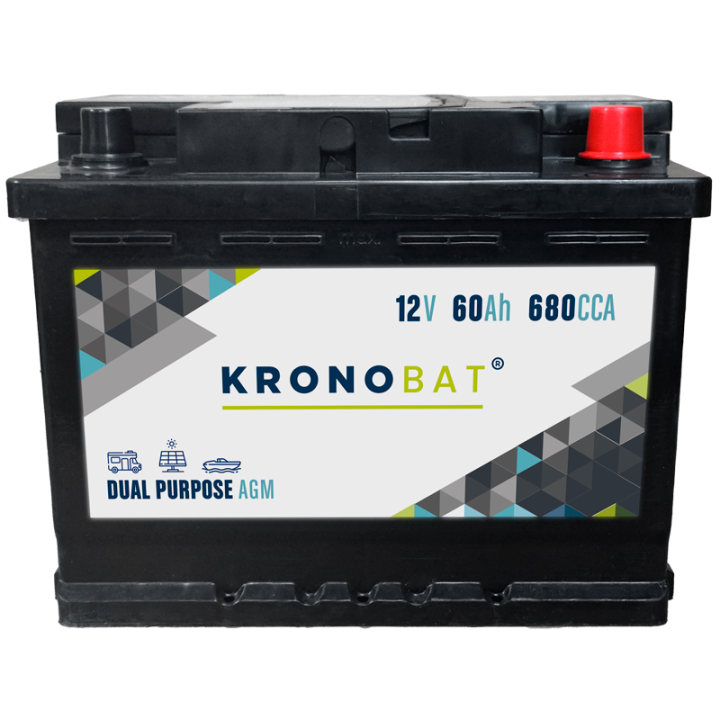 Batterie de caravane 60Ah 12V 680A Kronobat DP-60-AGM | telebaterias.com