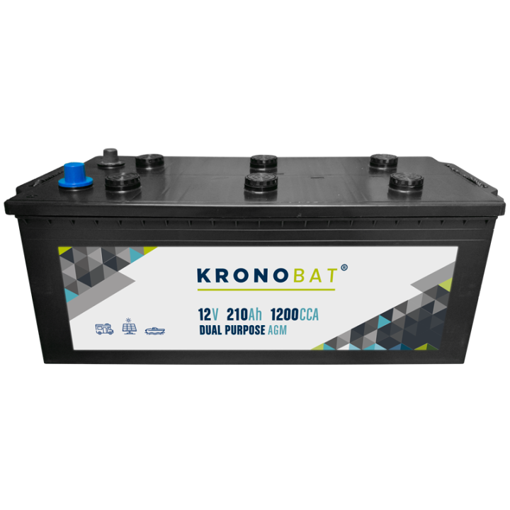 Bateria de caravana 210Ah 12V 1200A Kronobat DP-210-AGM | telebaterias.com