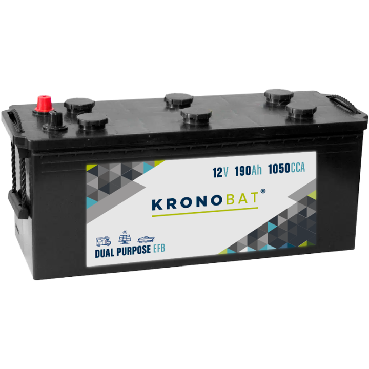 Batterie de caravane 190Ah 12V 1050A Kronobat DP-190-EFB | telebaterias.com