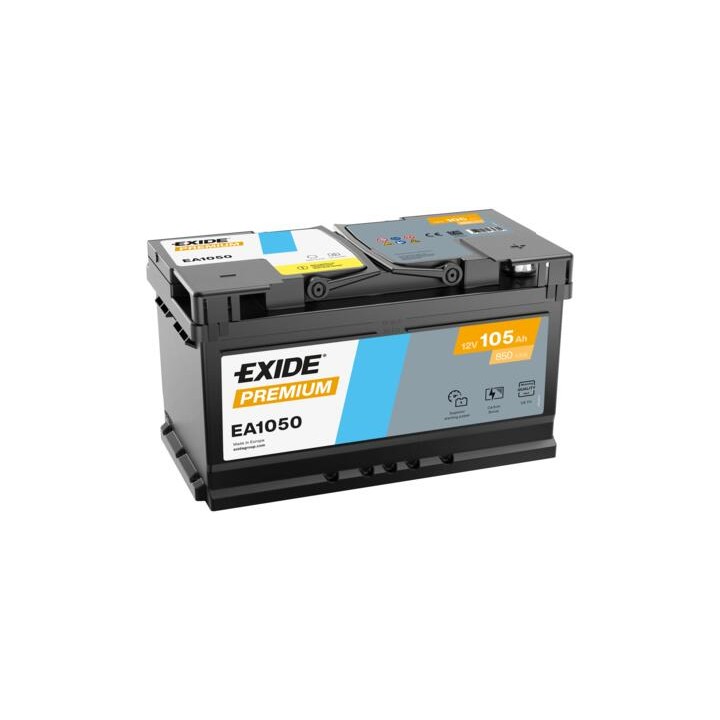 Batería de coche 105Ah 12V 850A Exide EA1050 | telebaterias.com