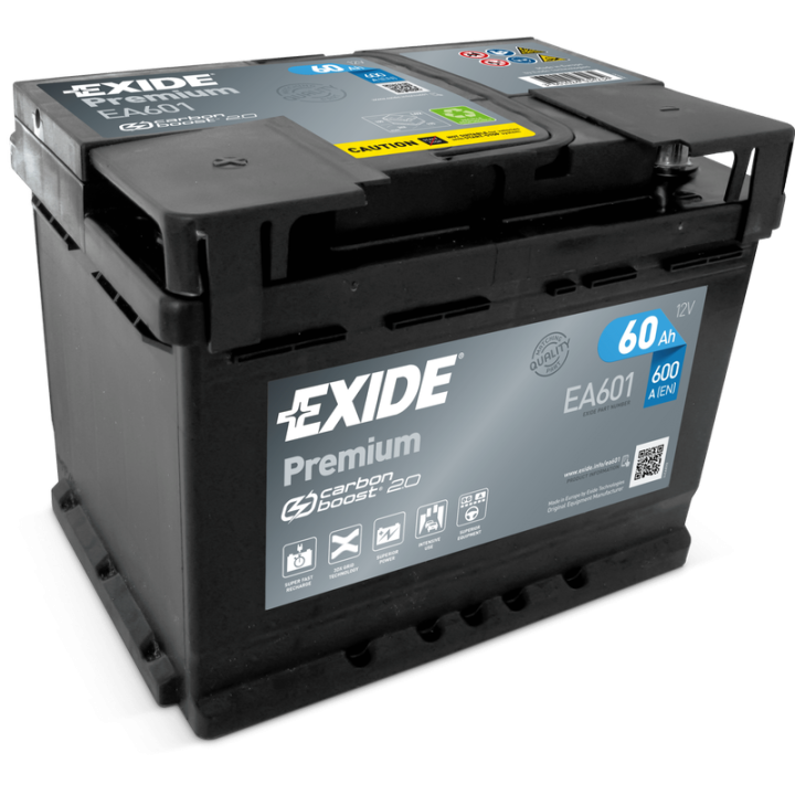 Autobatterie 60Ah 12V 600A Exide EA601 | telebaterias.com