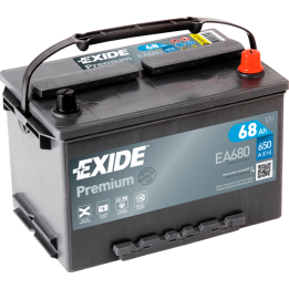 Batería de coche 68Ah 12V 650A Exide EA680 | telebaterias.com