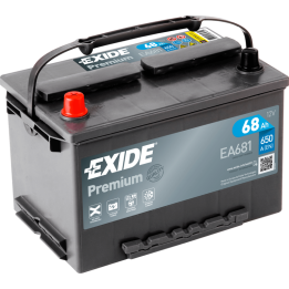 Car battery 68Ah 12V 650A Exide EA681 | telebaterias.com
