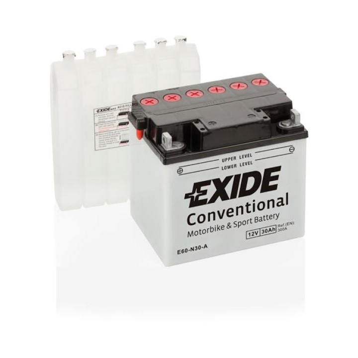 Batterie de moto 30Ah 12V 300A Exide E60-N30-A | telebaterias.com