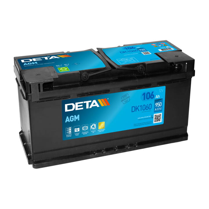 Start-Stop-Batterie 106Ah 12V 950A Deta DK1060 | telebaterias.com