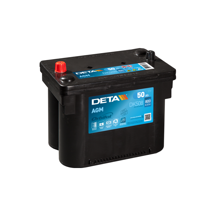 Batería Start-Stop 50Ah 12V 800A Deta DK508 | telebaterias.com