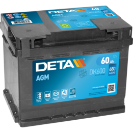 Batería Start-Stop 60Ah 12V 680A Deta DK600 | telebaterias.com