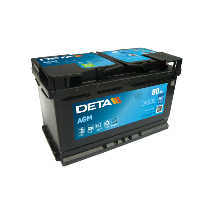 Batería Start-Stop 80Ah 12V 800A Deta DK800 | telebaterias.com