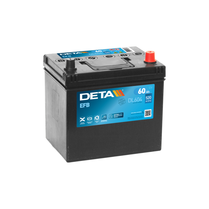 Batteria Start-Stop 60Ah 12V 520A Deta DL604 | telebaterias.com
