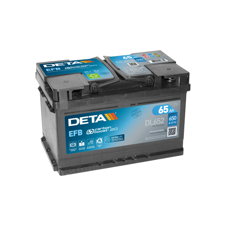 Start-Stop-Batterie 65Ah 12V 650A Deta DL652 | telebaterias.com