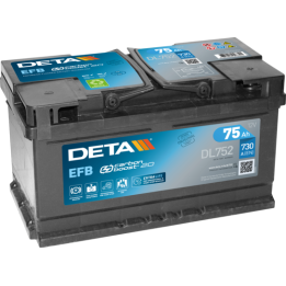 Batterie Start-Stop 75Ah 12V 730A Deta DL752 | telebaterias.com