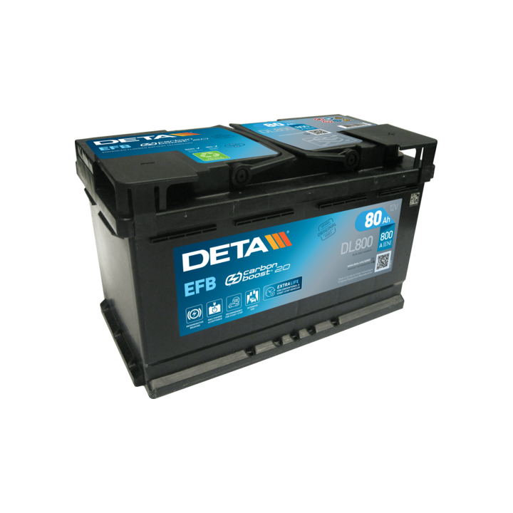 Batteria Start-Stop 80Ah 12V 800A Deta DL800 | telebaterias.com