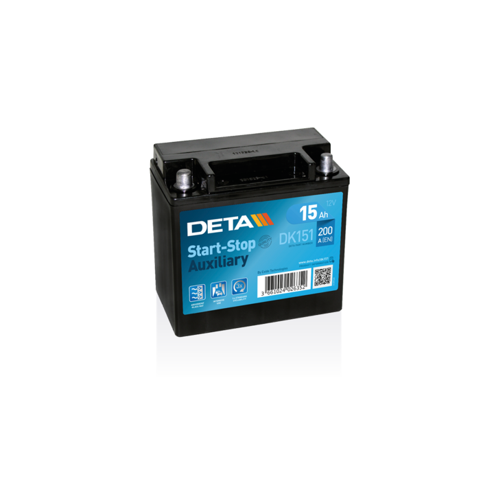 Zusatzbatterie 15Ah 12V 200A Deta DK151 | telebaterias.com