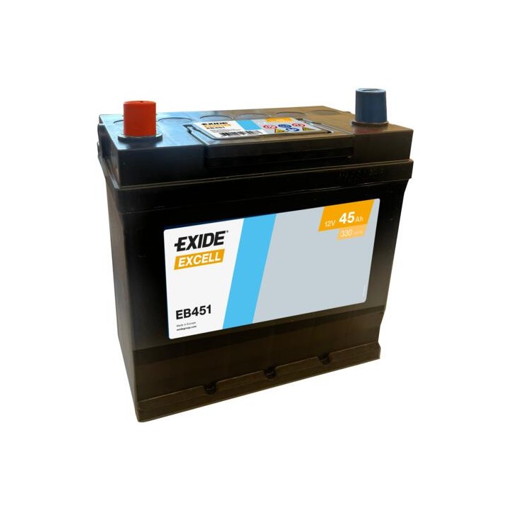 Batteria per auto 45Ah 12V 330A Exide EB451 | telebaterias.com