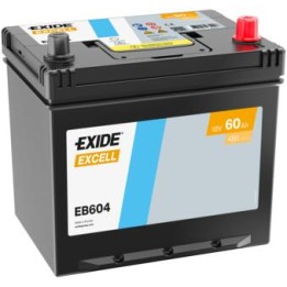 Car battery 60Ah 12V 480A Exide EB604 | telebaterias.com