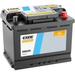 Batería de coche 62Ah 12V 540A Exide EB620 | telebaterias.com