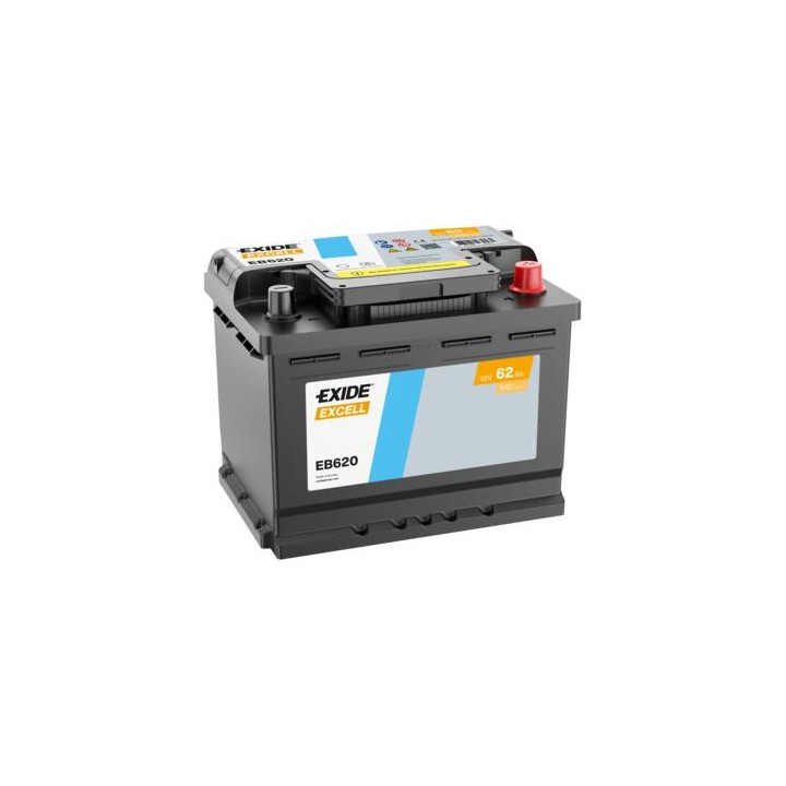 Autobatterie 62Ah 12V 540A Exide EB620 | telebaterias.com