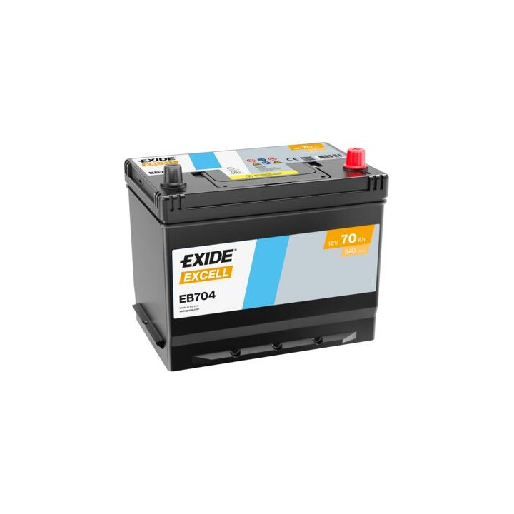 Batteria per auto 70Ah 12V 540A Exide EB704 | telebaterias.com