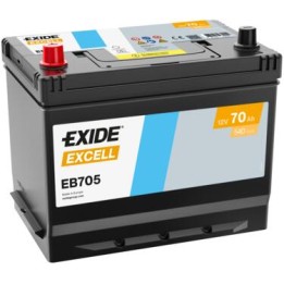 Batería de coche 70Ah 12V 540A Exide EB705 | telebaterias.com