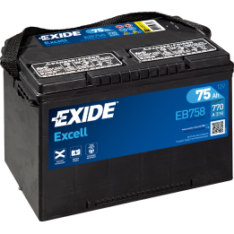 Car battery 75Ah 12V 770A Exide EB758 | telebaterias.com