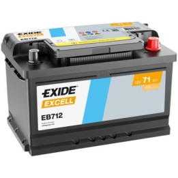 Batería de coche 71Ah 12V 670A Exide EB712 | telebaterias.com