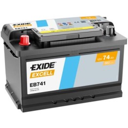 Batería de coche 74Ah 12V 680A Exide EB741 | telebaterias.com