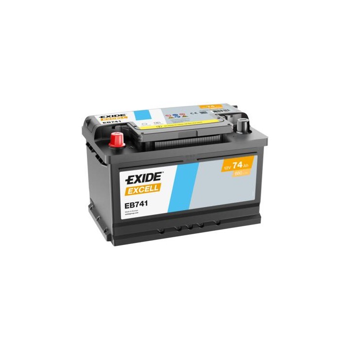 Autobatterie 74Ah 12V 680A Exide EB741 | telebaterias.com