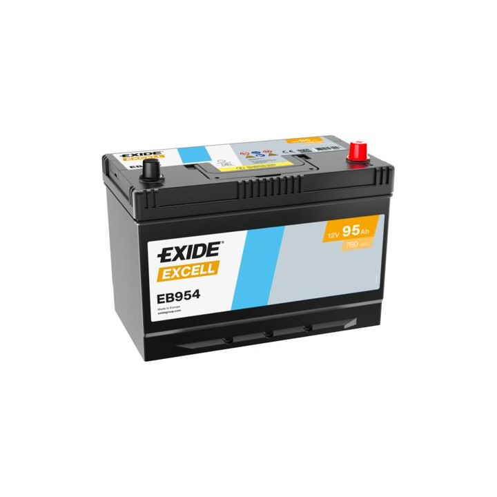 Batería de coche 95Ah 12V 760A Exide EB954 | telebaterias.com