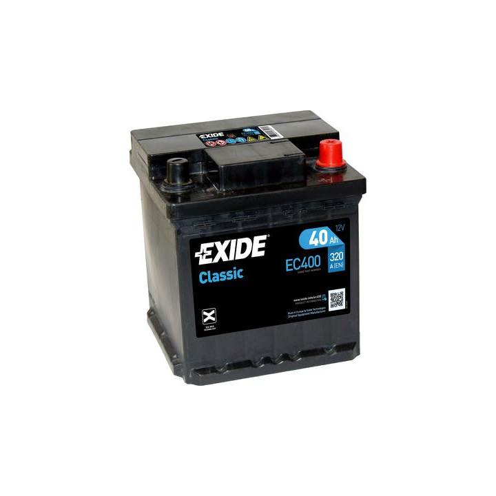 Car battery 40Ah 12V 320A Exide EC400 | telebaterias.com