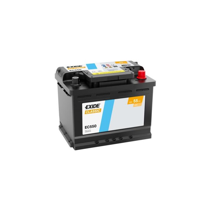 Batterie de voiture 55Ah 12V 460A Exide EC550 | telebaterias.com