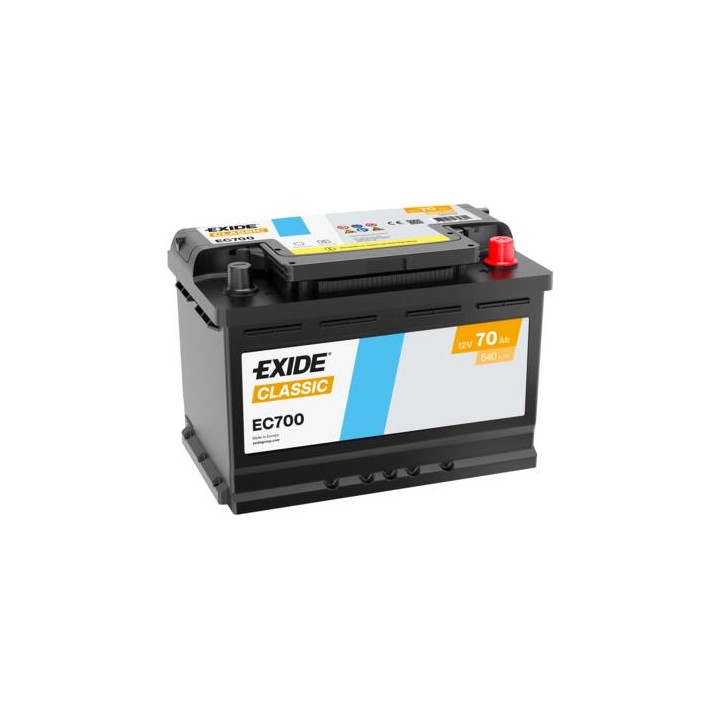 Batteria per auto 70Ah 12V 640A Exide EC700 | telebaterias.com