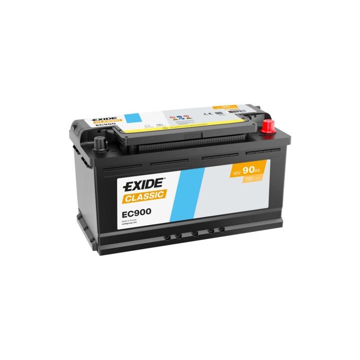 Car battery 90Ah 12V 720A Exide EC900 | telebaterias.com