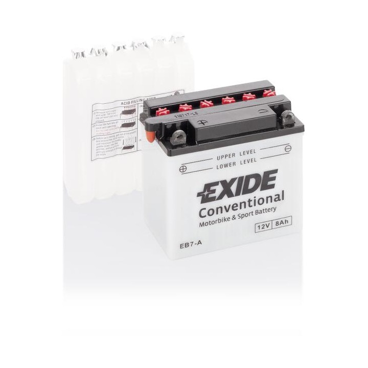 Motorcycle battery 8Ah 12V 85A Exide EB7-A | telebaterias.com