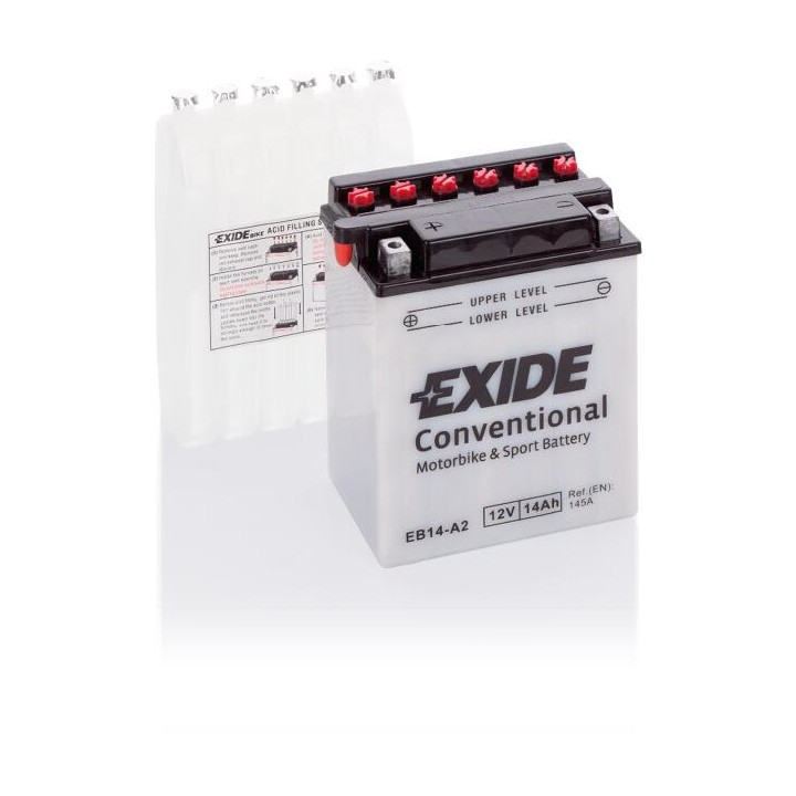Motorcycle battery 14Ah 12V 145A Exide EB14-A2 | telebaterias.com