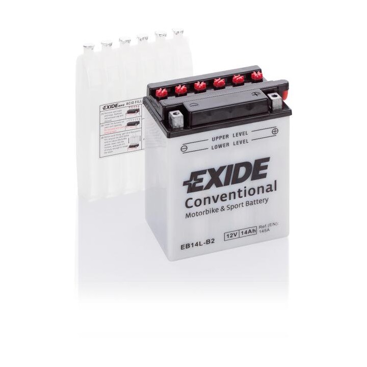 Motorcycle battery 14Ah 12V 145A Exide EB14L-B2 | telebaterias.com