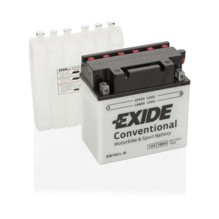 Motorradbatterie 19Ah 12V 190A Exide EB16CL-B | telebaterias.com
