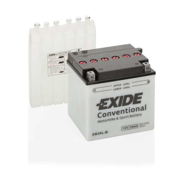 Motorcycle battery 30Ah 12V 300A Exide EB30L-B | telebaterias.com