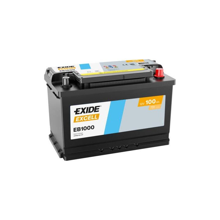 Autobatterie 100Ah 12V 720A Exide EB1000 | telebaterias.com
