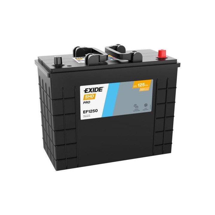 Truck battery 125Ah 12V 850A Exide EF1250 | telebaterias.com