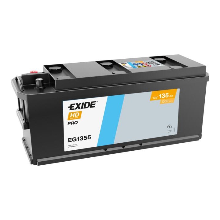 Truck battery 135Ah 12V 1000A Exide EG1355 | telebaterias.com