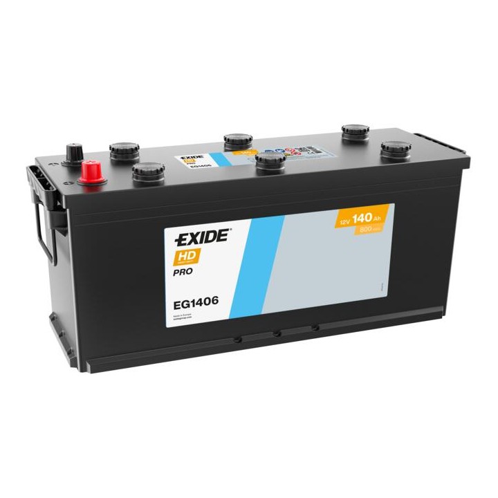 Batería de camión 140Ah 12V 800A Exide EG1406 | telebaterias.com
