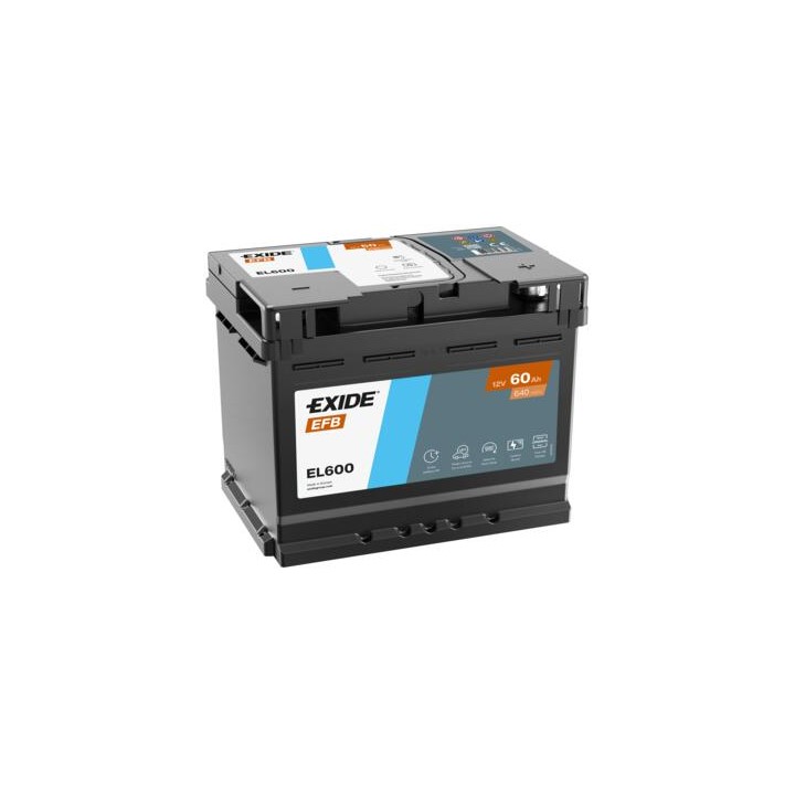 Batería Start-Stop 60Ah 12V 640A Exide EL600 | telebaterias.com